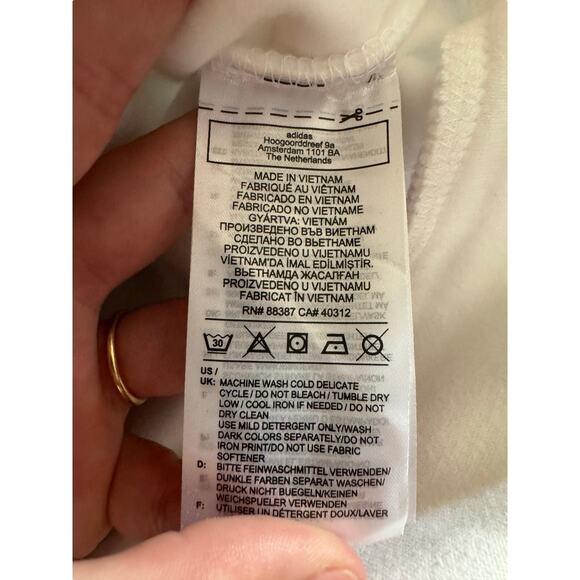 Adidas White 3-Stripes Hoodie Pullover Sweatshirt Men’s Size Small FL4840 - Picture 9 of 13